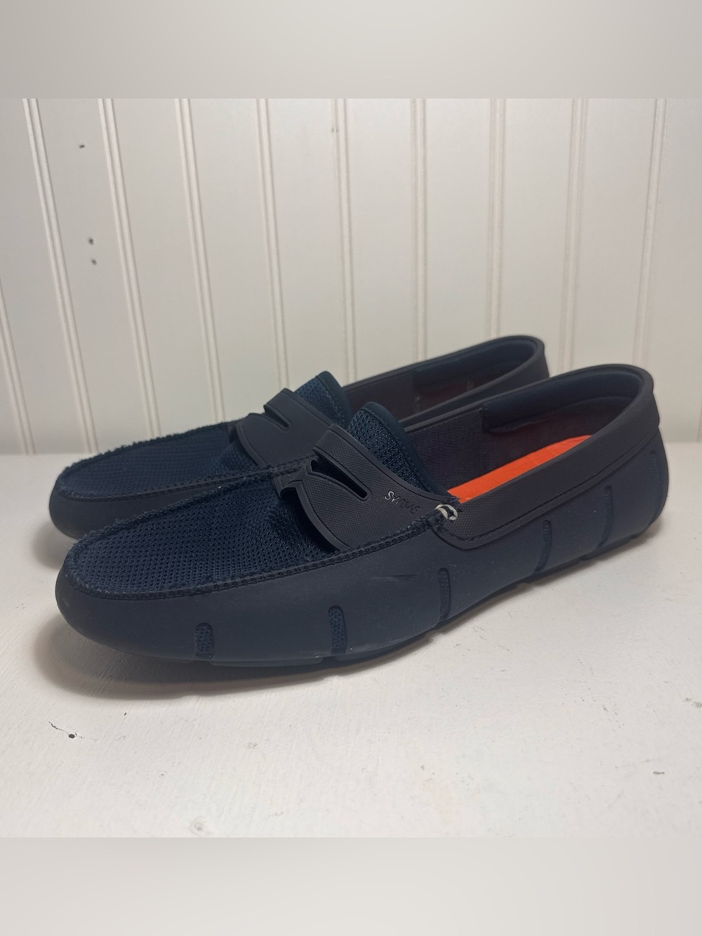 Swims men 11 penny loafer navy blue non marking boat shoes lightweight Rubber